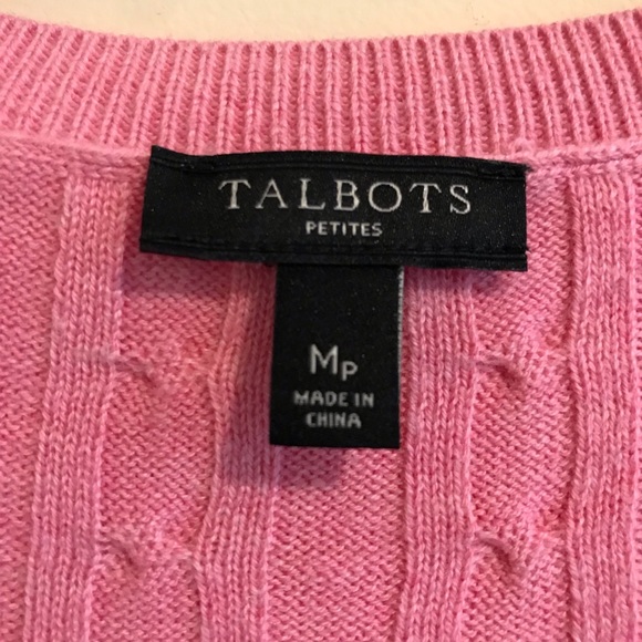 Talbots Petite M Pink Cable Cardigan - Picture 2 of 4